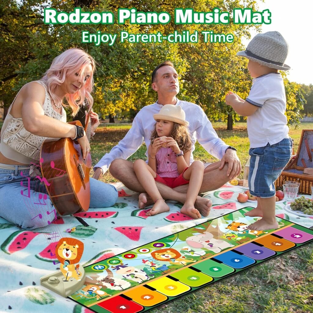 Rodzon Baby Spielzeug ab 1 Jahr, Musikmatte Kinder mit 19 Liedern 10 Tieren, Kinderspielzeug ab 1 2 3 4 Jahre Klaviermatte Piano Matte Tanzmatte Geschenk für Kinder Mädchen Junge Weihnachts Geburtstag