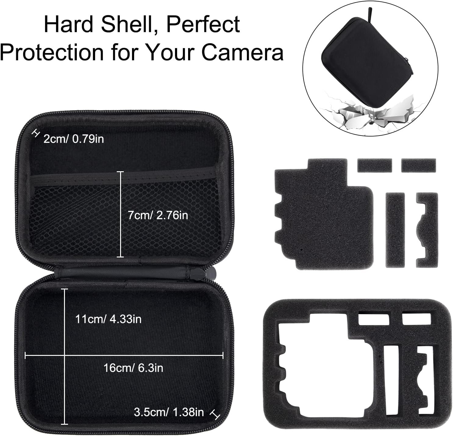 Camera Accessories Bag Carry Bag Compatible with Gopro Hero 12 10 9 8 7 6 5 Akaso Apeman Xiaomi Yi and More Black Small Size