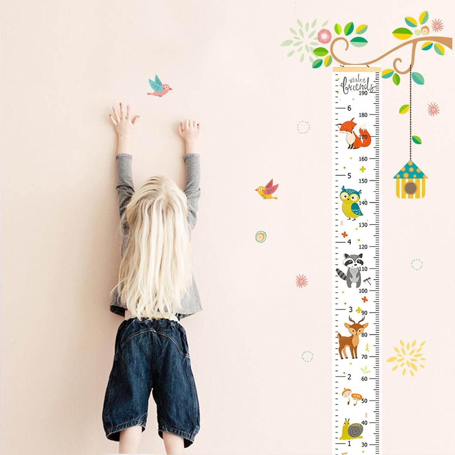 Childrens Height Measure, Height Chart Size Height Chart Portable Wall Stickers, Height Charts for Baby Toddler Room, Childrens Growth Chart for Bedroom Childrens Room Wall Decorations (200 cm x