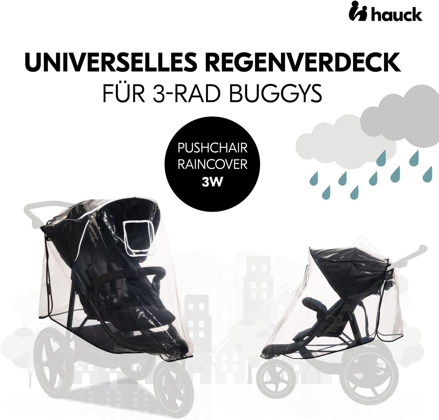 hauck Universal Rain Cover Buggy Pushchair Seat, Reflective Border, Contact Window, Good Air Circulation, Easy Attachment, Compatible with hauck Buggies, Transparent