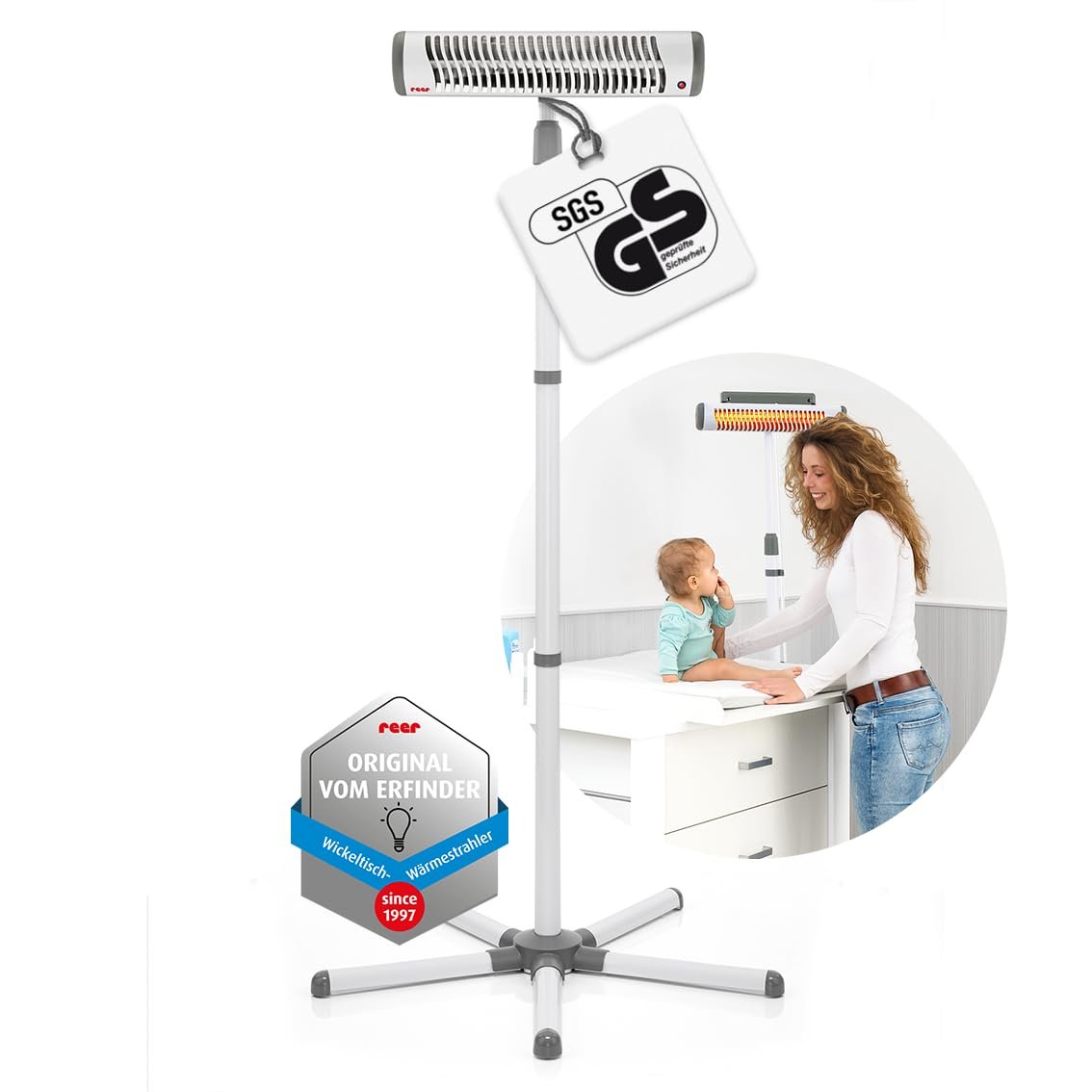 Reer EasyHeat Flex Changing Table Lamp with Base for Babies Compact Design