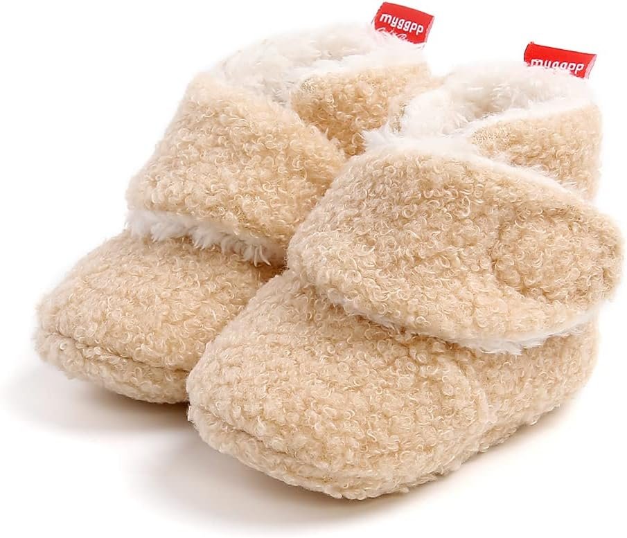 Sehfupoye Toddler Baby Boys Girls Cotton Booties Shoes Striped Soft Sole Newborn First Hiking Shoes Warm Fleece Boots 0-18M