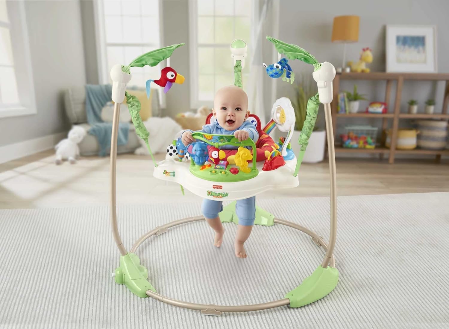 Fisher-Price K7198 Rainforest Jumperoo Baby hopper with height-adjustable toys