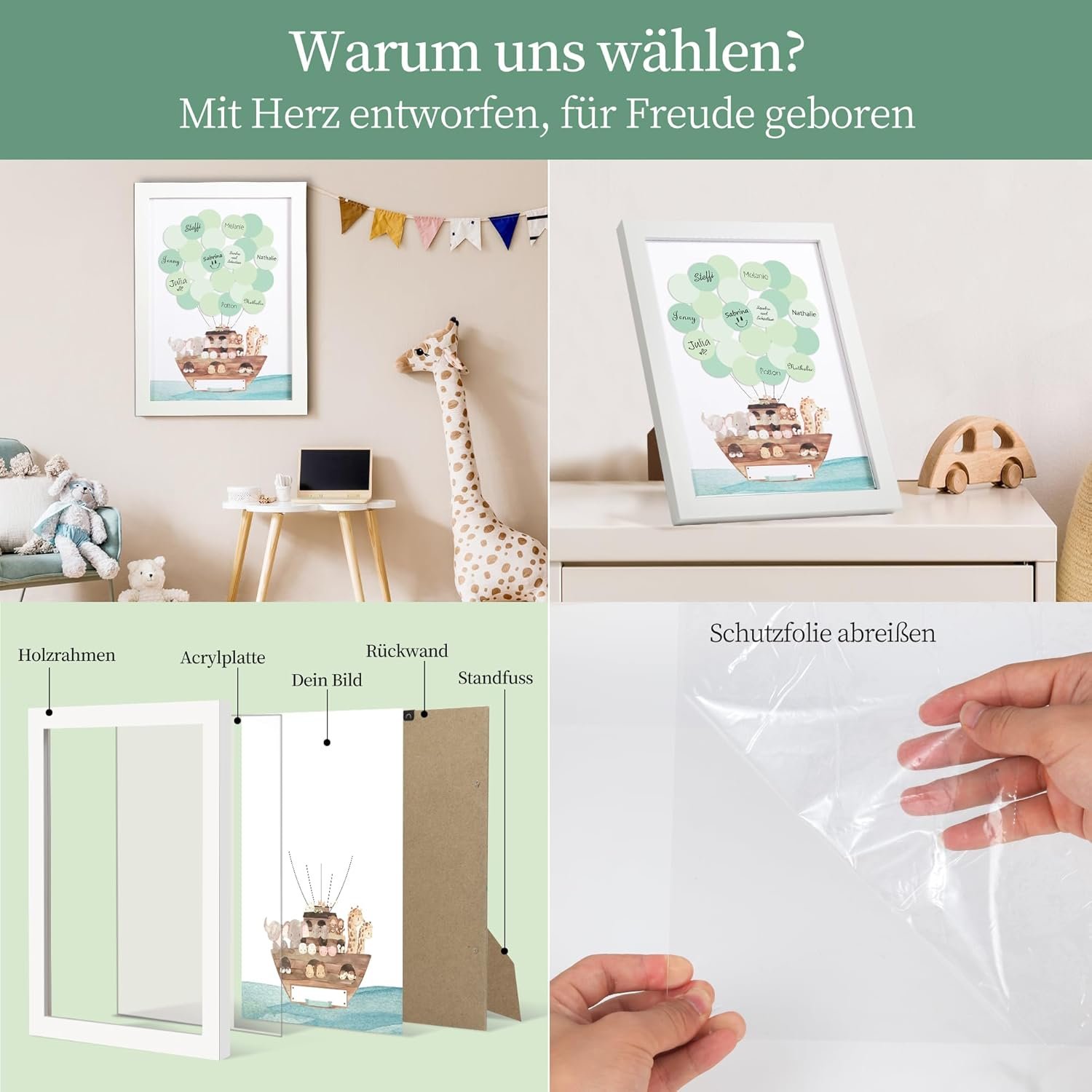 Gästebuch Holzrahmen für Babypartys