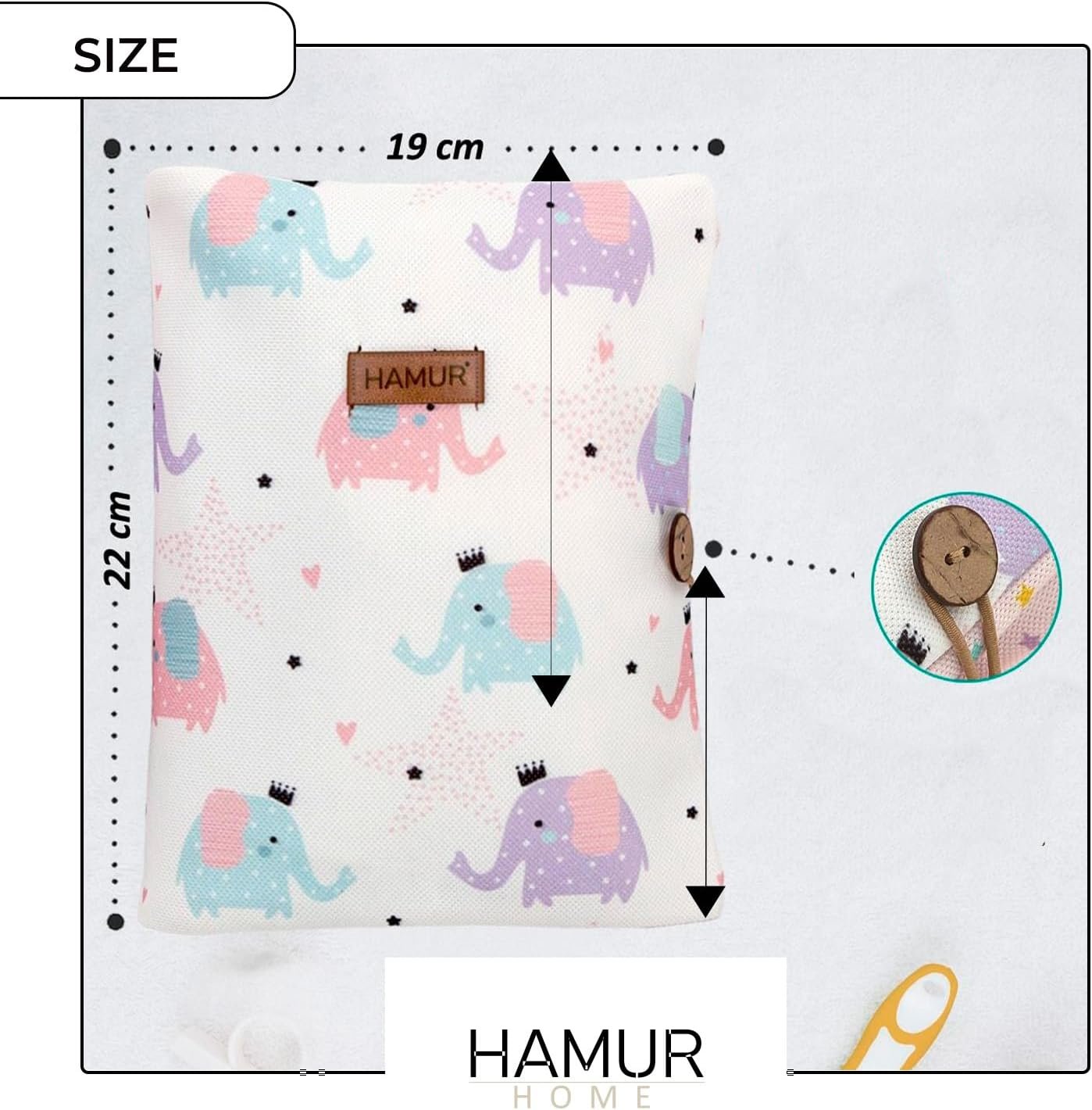 Hamur Home Nappy Bag with Changing Mat, 2-in-1 Organiser and Cosmetics Bag, Small Changing Bag for On the Go Mums, for Nappies, Cream, Wipes, Baby Organiser (Leaves)