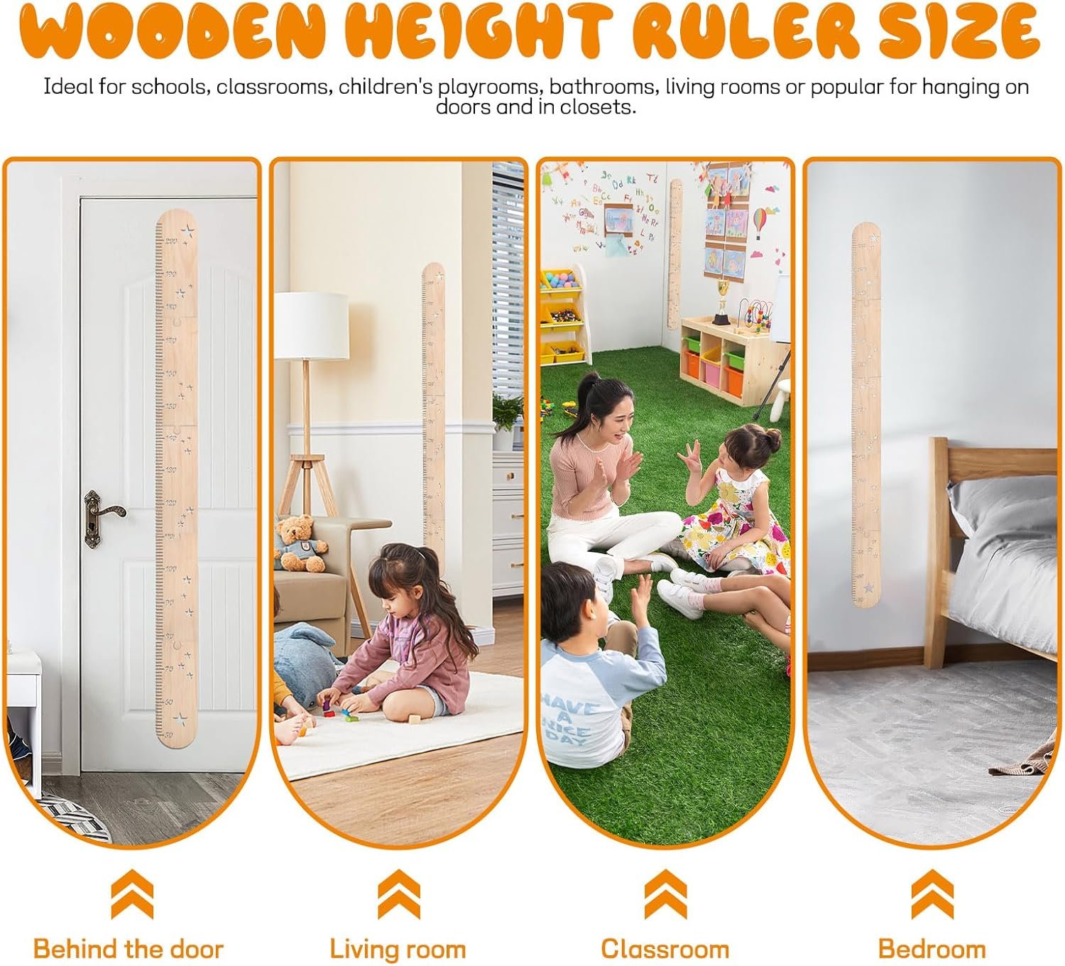 Messlatte für Kinder aus Holz, Wachstumstabelle für Kinder, Maßstabelle für die Wand, Holz Messlatten für Baby Kleinkinderzimmer, Wanddekoration, für Jungen und Mädchen