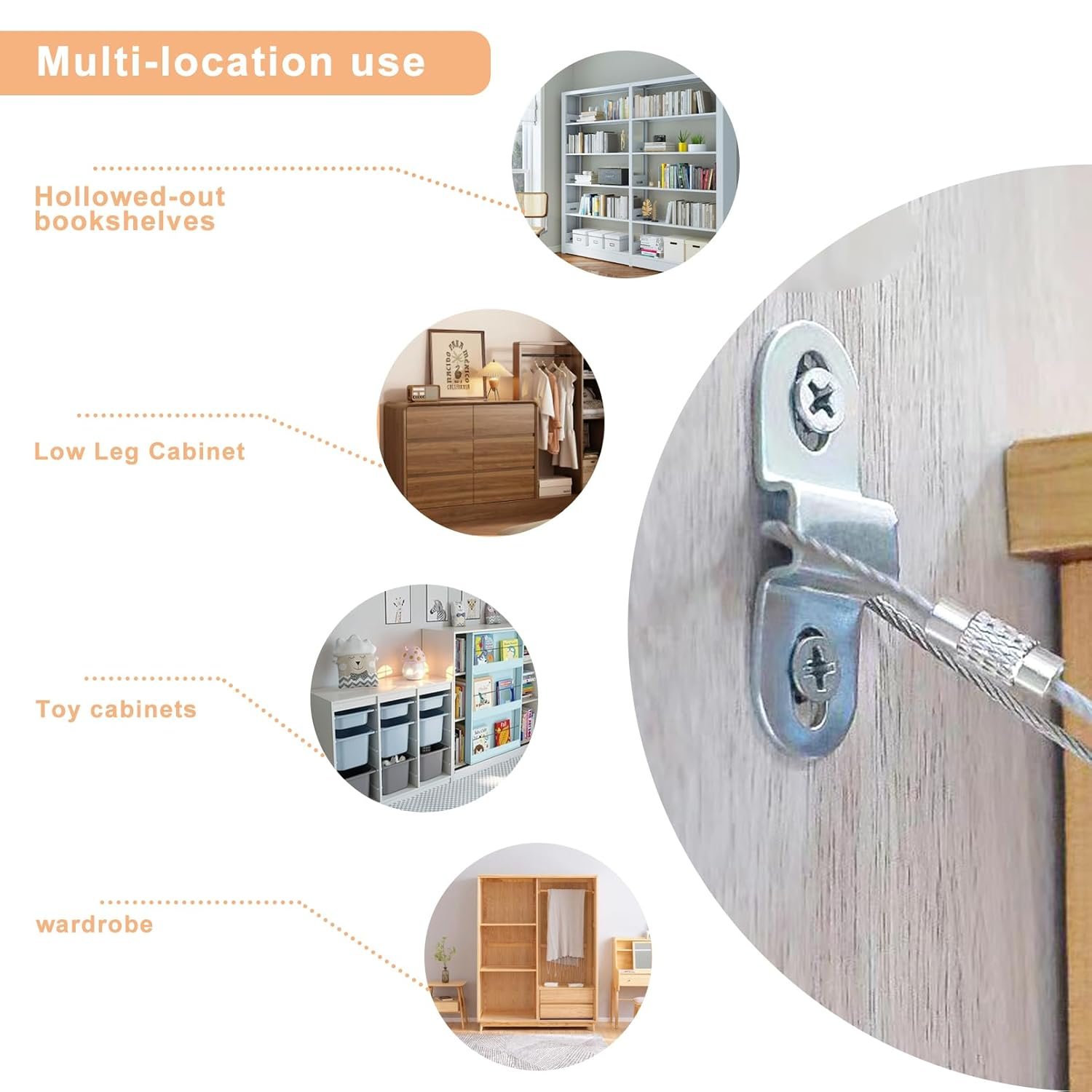 Pack of 12 tilt protection furniture, furniture tilt protection without drilling, child safety and pet protection, tilt protection cabinet for bookshelf, cabinet, chest of drawers